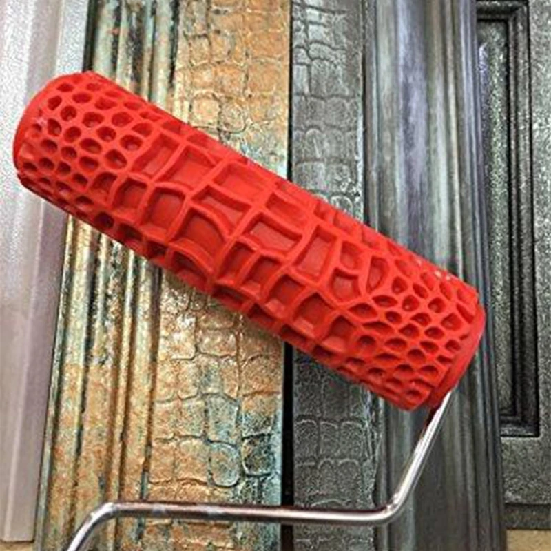 7" DIY Patterned Paint Roller paint roller brush Decorative Roller Art Texture with Plastic Handle Crocodile Skin Texture wood grain roller