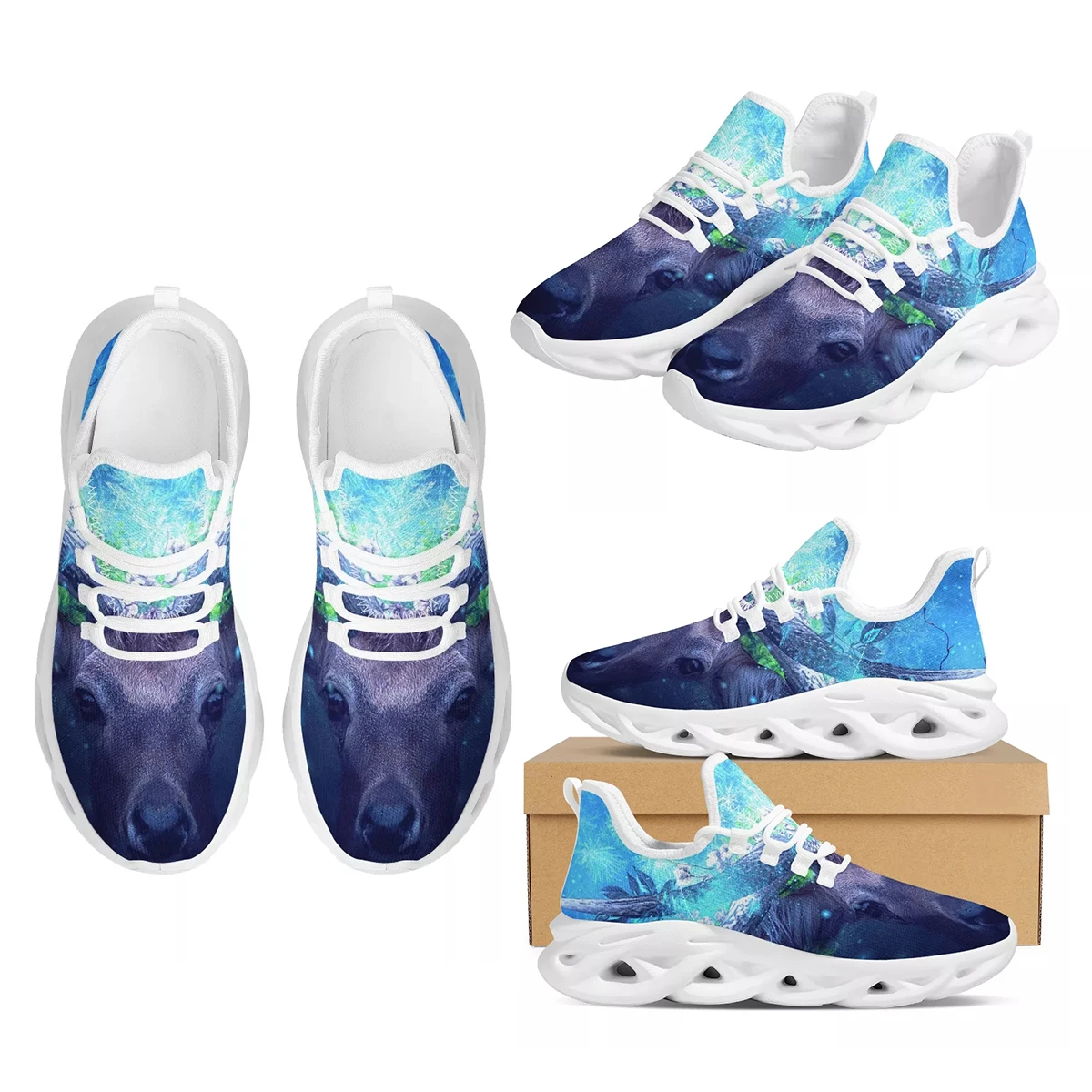 Fashion Printing Cute Deer Men's Shoes Breathable Outdoor Workout Shoes New Professional Men's Walking Shoes