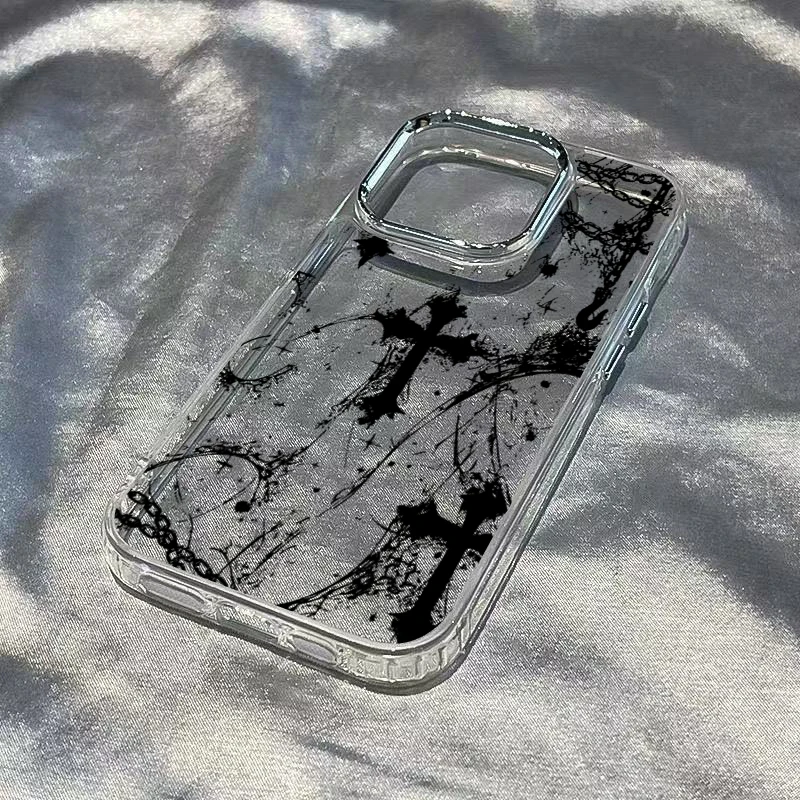 Gothic Cross Design Transparent Phone Case - Dark & Cool Soft Cover