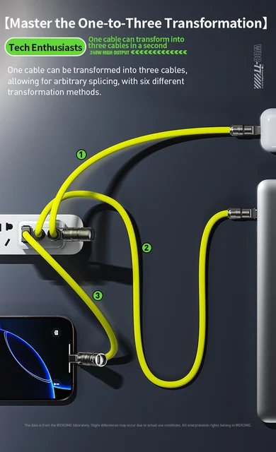 240W 3-in-1 Kirsite Cable USB Fast Charging