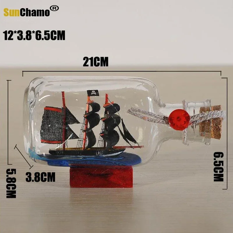 Home Decor Mediterranean Style Mini Ship Boat Drift Bottle Charm Small Wood Cork Glass Vial Valentine's Day Gift Vials 2