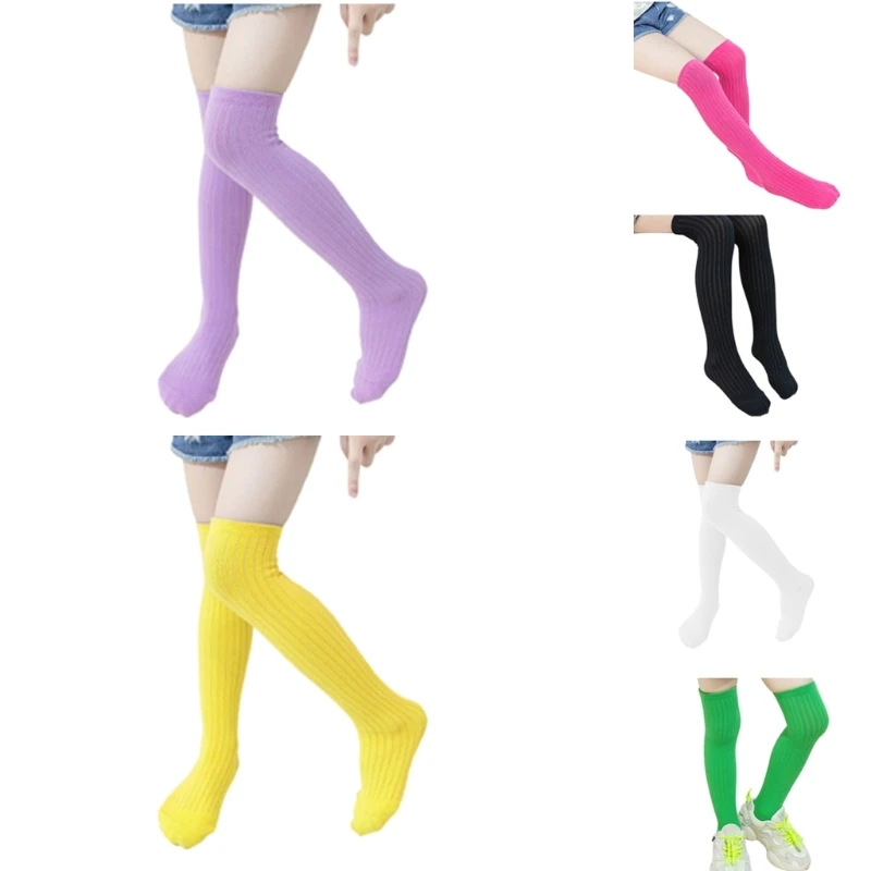 

Girls Over The Knee Socks Toddler Cotton Thigh High Socks Kids Spring Breathable Knit Terry Loop Socks for Little Girls