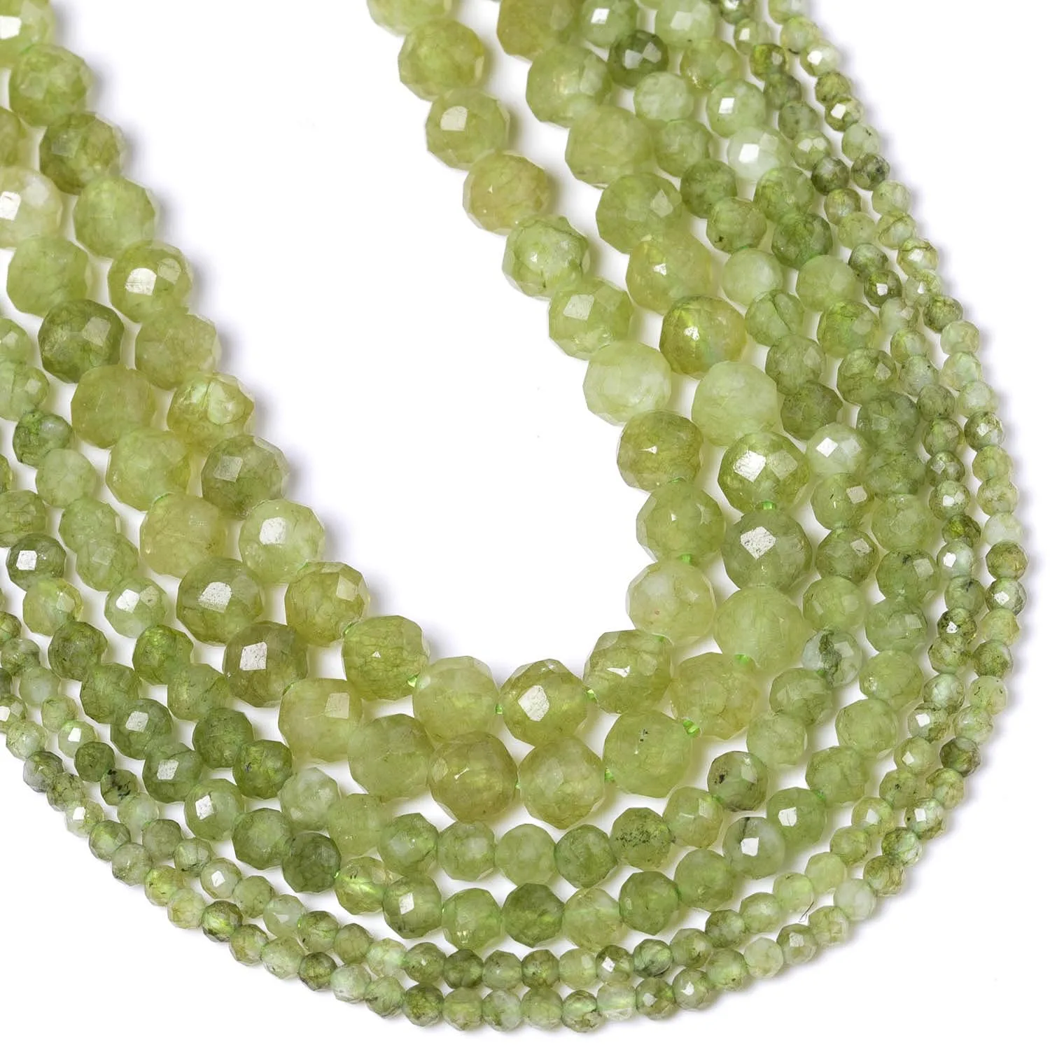 2 3 4mm Natürliche Facettierte Grüne Peridot Edelstein Perlen Mineral Perlen Für Schmuck Machen DIY Armbänder Halskette Zubehör 15''