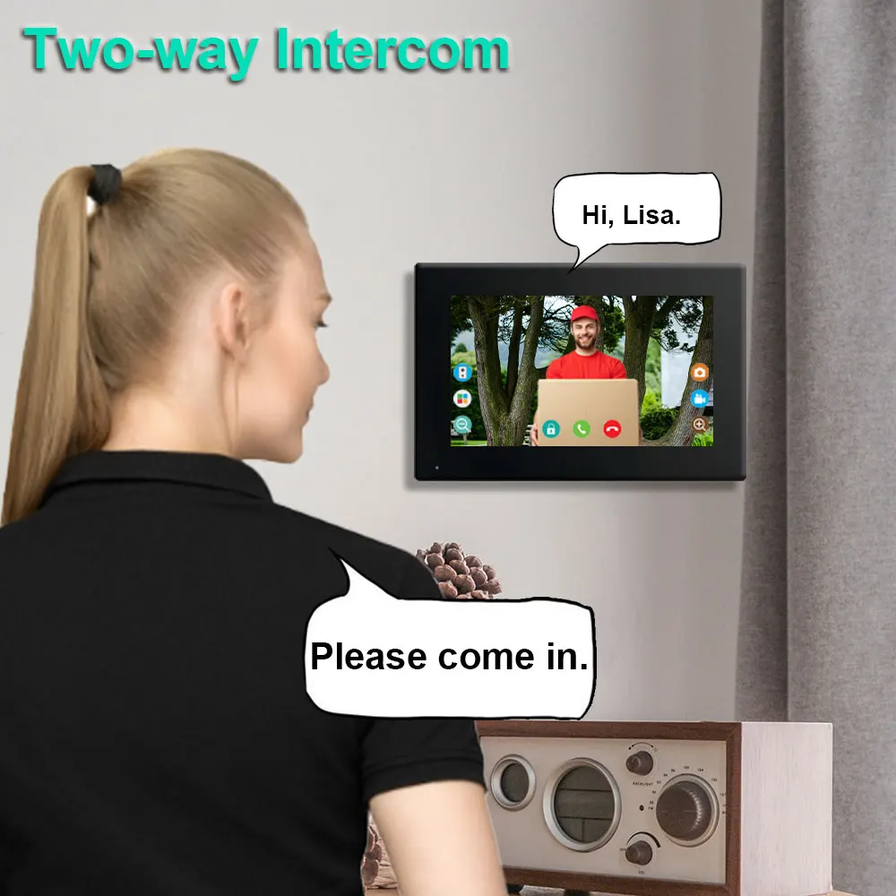 1080P Tuya Smart Video Door Intercom System IC Card Password Unlocking 7 Inch 10