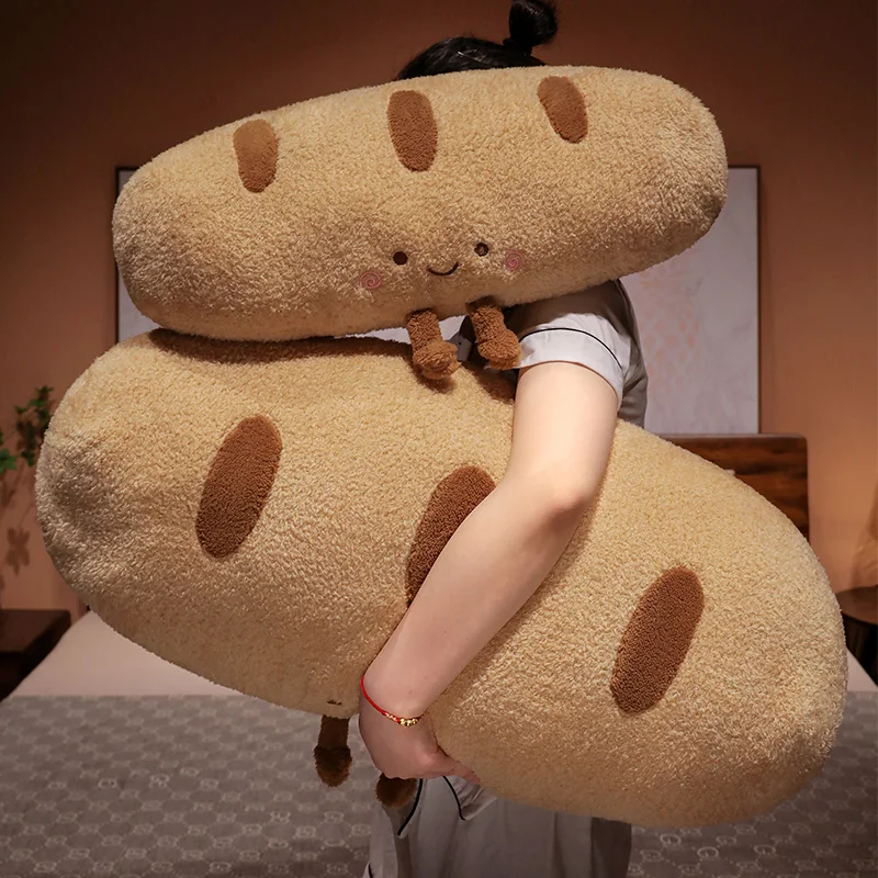 Baguette French Bread Long Pillow Stuffed Brown Food Snack Bolster Cushion Back Support Plushie Peluche Birthday Gift
