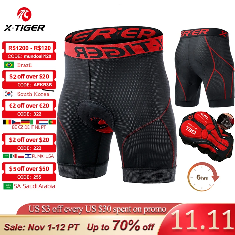 Xtiger Men's Cycling Underwear Shorts 5d Padded Sports Riding Bike
