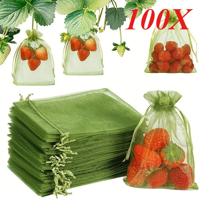100 Stück Organzabeutel, Netz-Organza, Schmuckbeutel mit Kordelzug, kleine Kordelzug-Geschenkbeutel, Weihnachten, Süßigkeiten, Hochzeit, Geburtstag