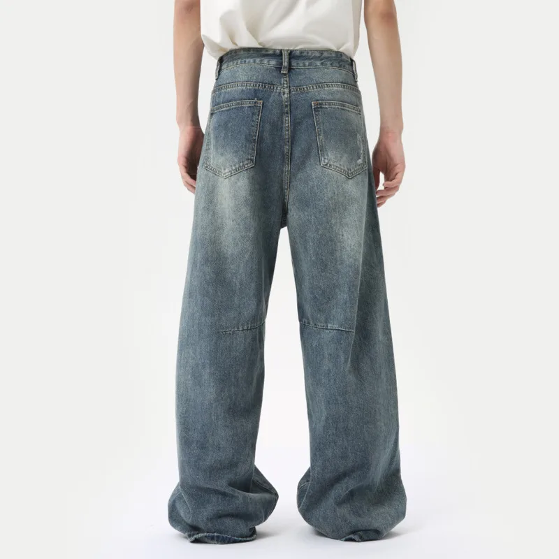 IEFB American Style Men's Denim Pants Washing Fashion Loose Men's Straight Trousers Casual Wide Leg Jeans New Summer 2024 9C6303 6