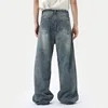 IEFB American Style Men's Denim Pants Washing Fashion Loose Men's Straight Trousers Casual Wide Leg Jeans New Summer 2024 9C6303 6