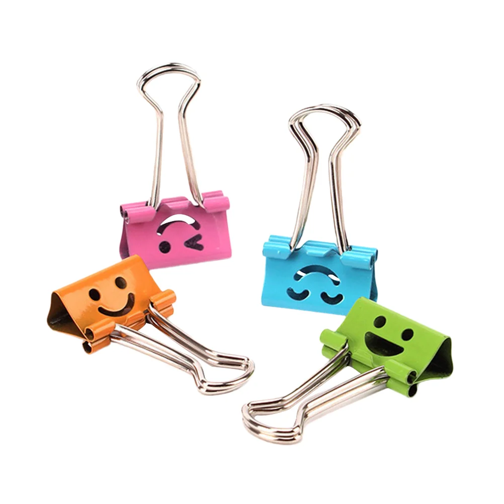 

40/80pcs Binder Clips Smile Face File Paper Clip Document File Paper Clamp Office School Stationery Supplies