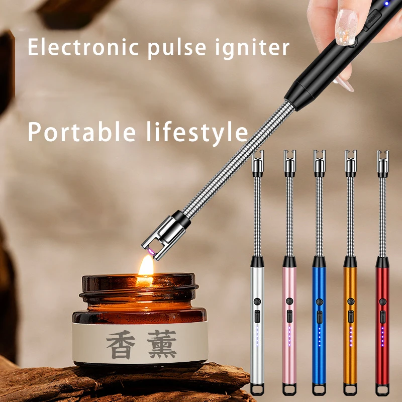 New electronic pulse igniter portable 360 ° curved hose candle aromatherapy special lighter for household kitchens