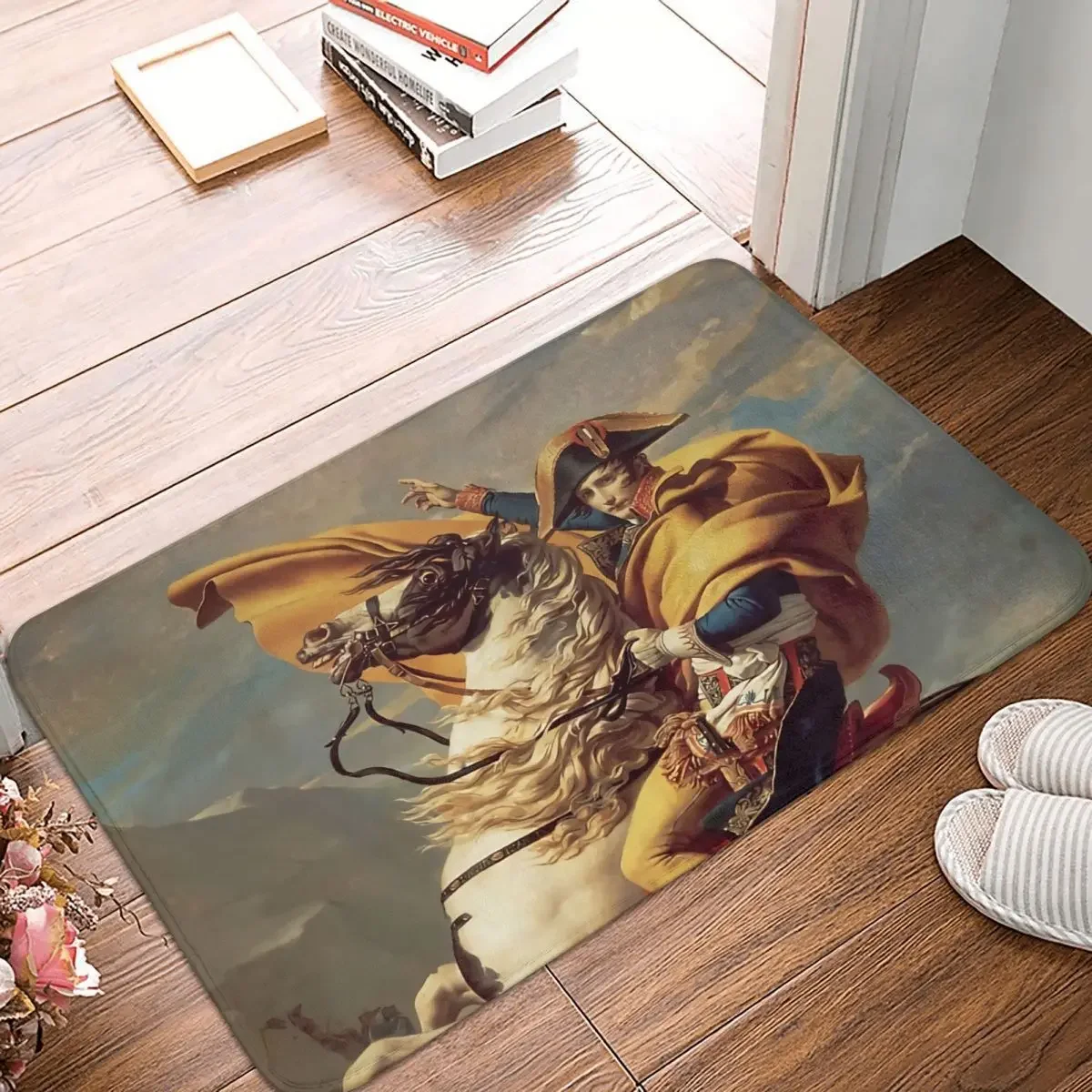 

Retro Non-Slip Carpet Napoleon Crossing The Alps Jacques Louis David Doormat Bedroom Bathroom Mat Welcome Home Rug