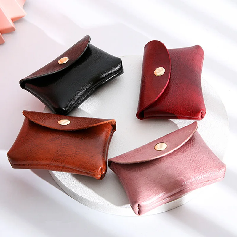 

1Pc Woman Wallet PU Leather Coin Purses Snap Button Earphone Lipstick Storage Pouch Wallets And Handbags Female Bag Change Purse