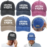 Trump Vance 2024 Hat Cotton Distressed Cap Breathable Washed Baseball Cap Adjustable Embroidered Dad Hat for Outdoor Sports 1