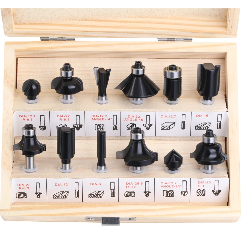 CMT 800.504.11 Router Bit Assortment, 6-Piece 1/2" Shank, In Wooden Case