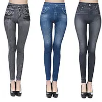 Pants Denim Women Jeans Multi Pockets High Waist Jeans Print Stretch Pencil Pants Women Casual Pants All-match Bottoming Pants 2