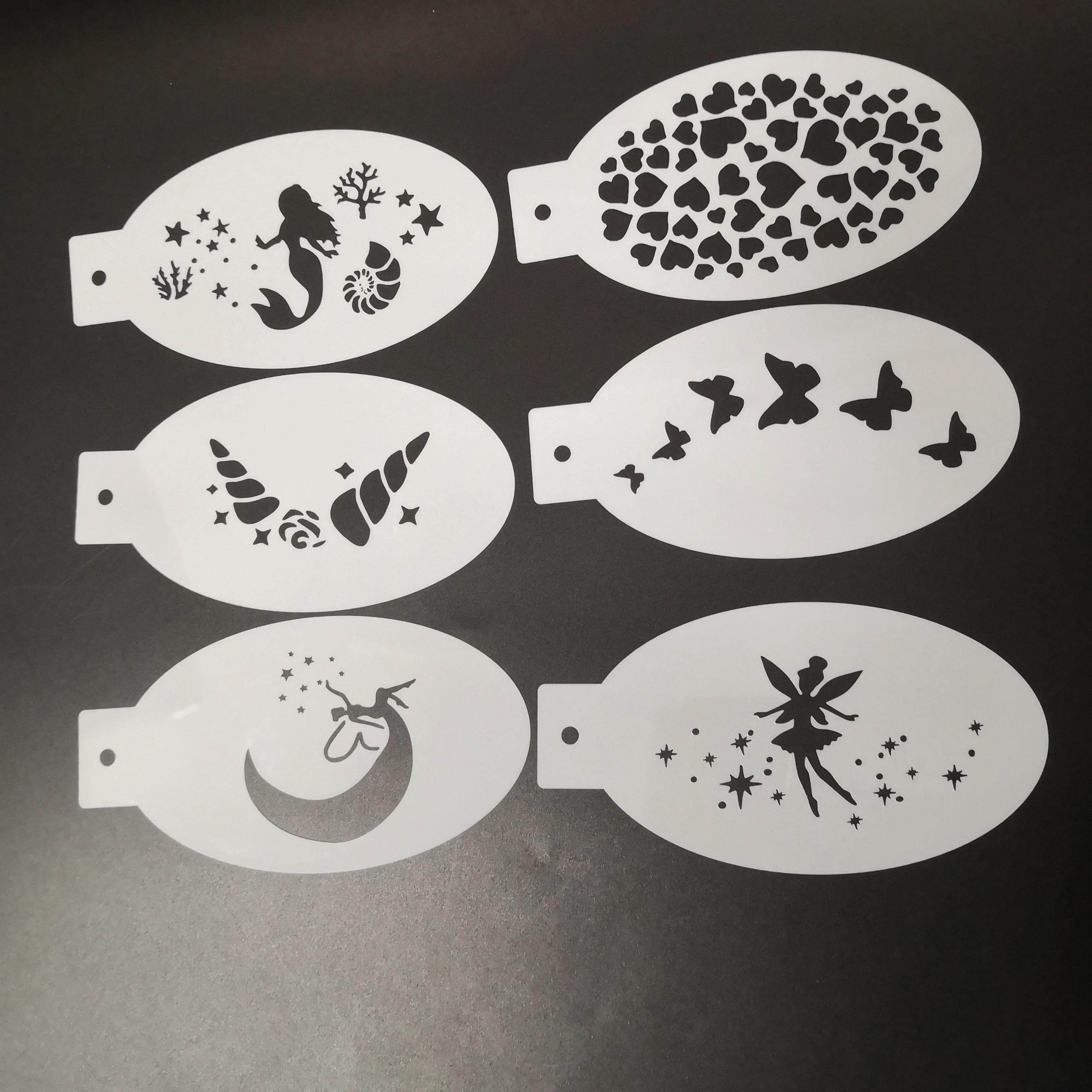 6 Pcs Stencils for Body Painting Face Art Halloween Party DIY Makeup Stamps Temporary Tattoos Reusable Stencils Plastics 2