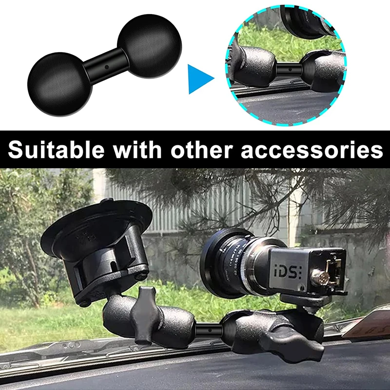 유니버설 1인치 볼 마운트 액세서리, GoPro DJI Insta360 액션 카메라 브래킷용 더블 소켓 암 클램프 베이스