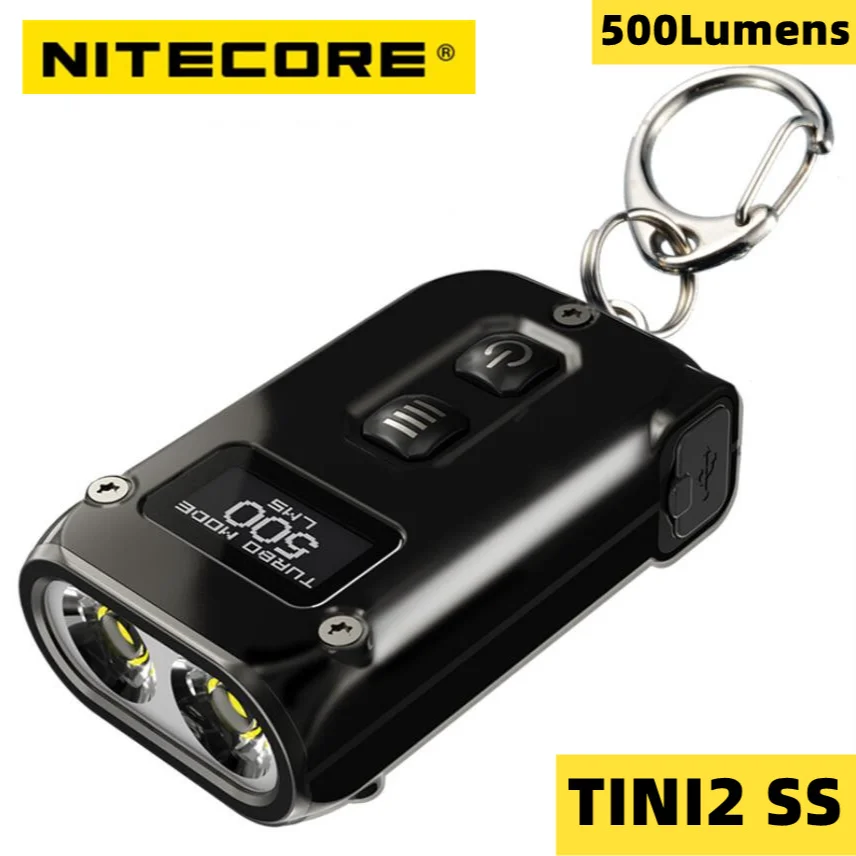 

NITECORE TINI2 SS EDC Smart Flashlight 500Lumens Stainless Steel Dual Core Rechargeable LED Keychain Torch OLED Display Lantern