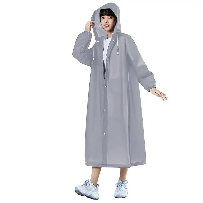 

Adult Long Raincoats EVA Impermeable Waterproof Rain Coat Men Women Travel Hooded Beam Port Rain Poncho For Fishing Camping