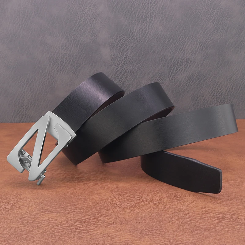 New Fashion Men Z Letter Belt Automatic Buckle Designer Leather Brand Luxury Cintos Masculinos Ceinture Homme