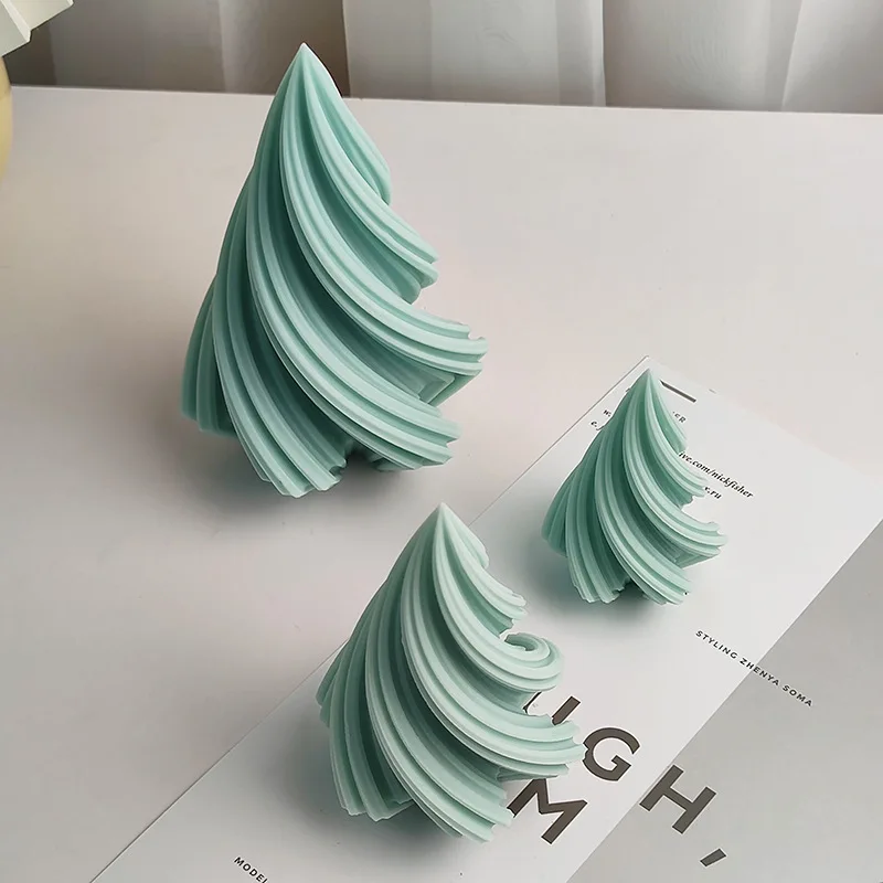Silicone Candle Mold 3D Pointed Spiral Candle Silicone Mold Rotating Wave Geometry Cake Chocolate Soap