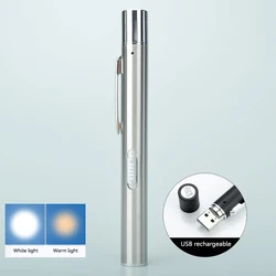 Portable LED Flashlight and Medical Pen Light Lamp (Silver)