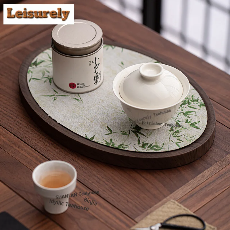 Walnut Wood Tea Tray Dessert Candy Tray Coffee Storage Board Teapot Insulation Pad Dishes for Serving Teaset Accessories Craft