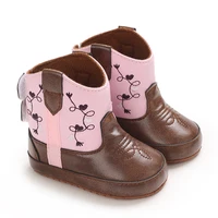 0-18M Retro Baby Boots PU Cute Printed Casual Baby Boots Embroidered Baby Boots Baby Walking Shoes 2