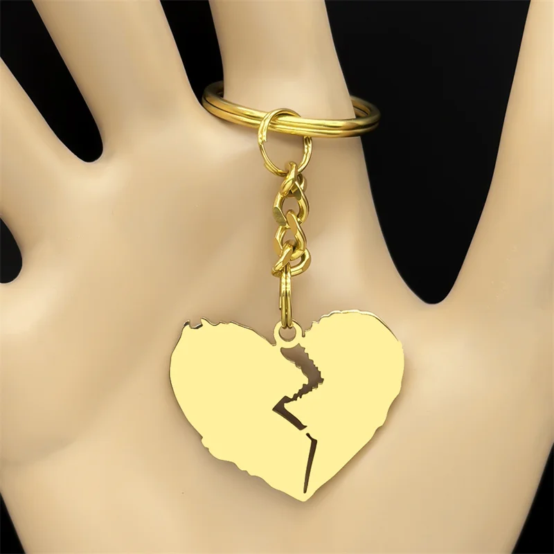 Gothic Punk Broken Heart Key Chain for Women Men Stainless Steel Black Gold Silver Color Hip Hop Music Bag Pendant Jewelry K3432