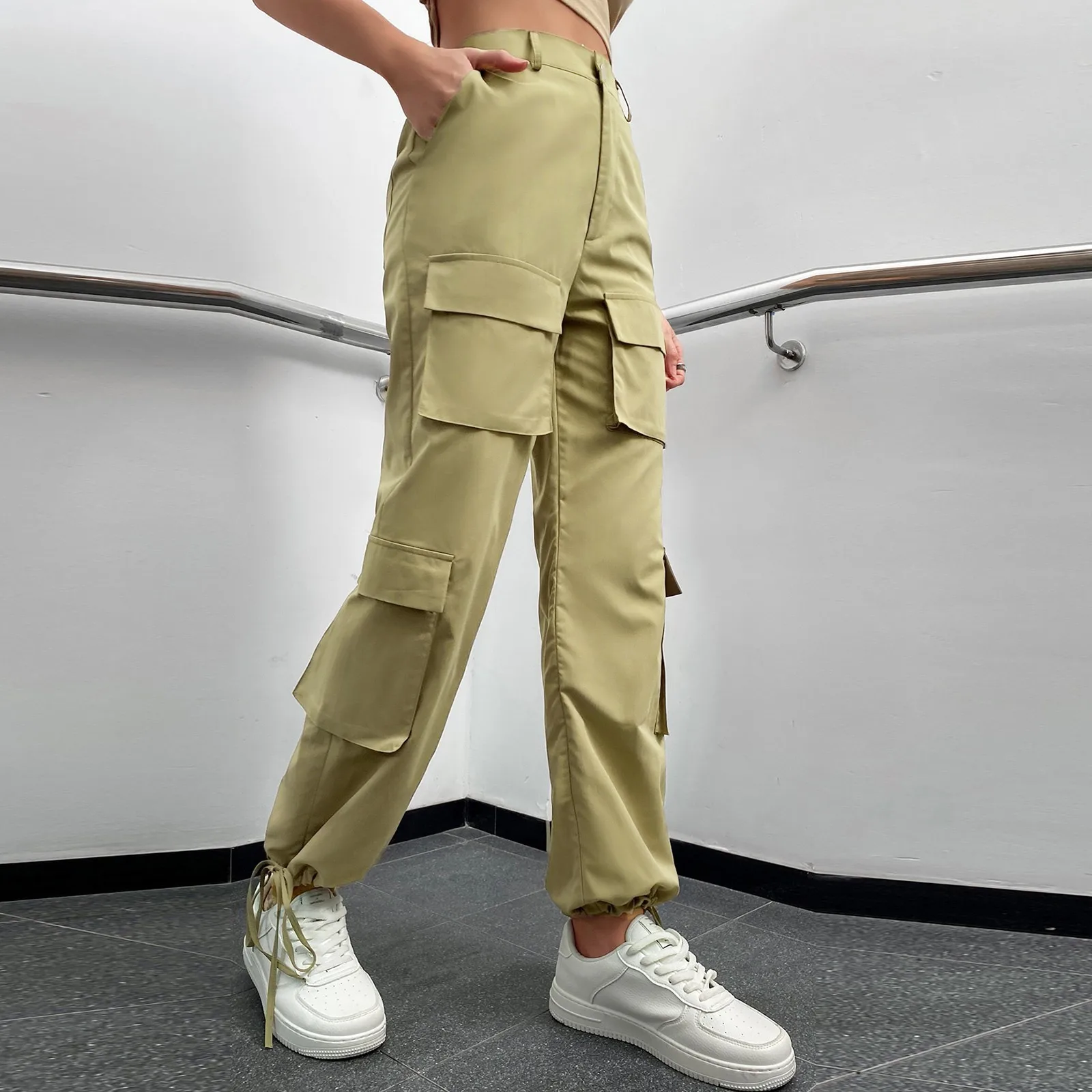 Pantalon cargo à grandes poches pour femme, streetwear élastique, baggy,  surintendant, hip hop, jogging de haute qualité - AliExpress
