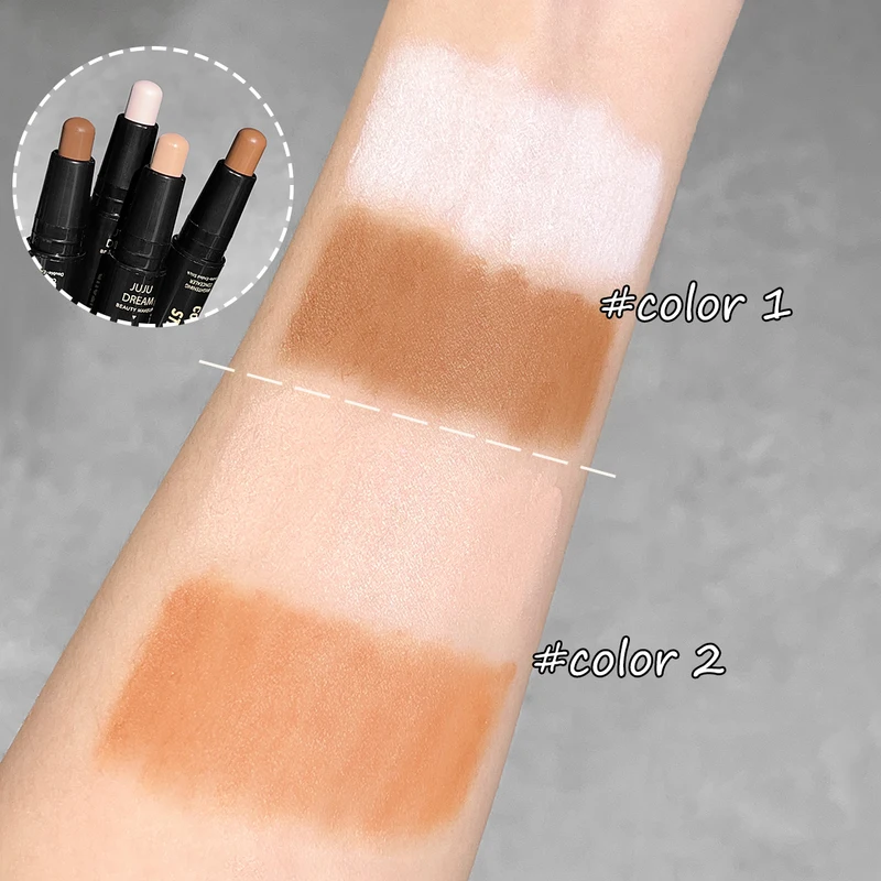 Dual-ended contour stick, facial foundation, concealer,