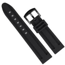 Men's Outdoor Waterproof Black Silicone Sports Watch Strap - 22mm (S Black- Black)