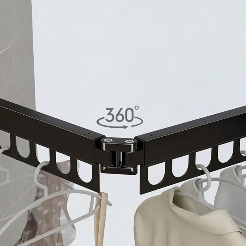 Aluminum Alloy Foldable Wall-mounted Clothes Drying Rack, No Drill Balcony Hanger for Hotel/Home Indoor Outdoor Use