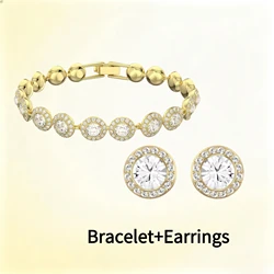Elegant Heart - Shaped White Crystal Jewelry Set for Women - Necklace, Bracelet, and Earrings (81315)