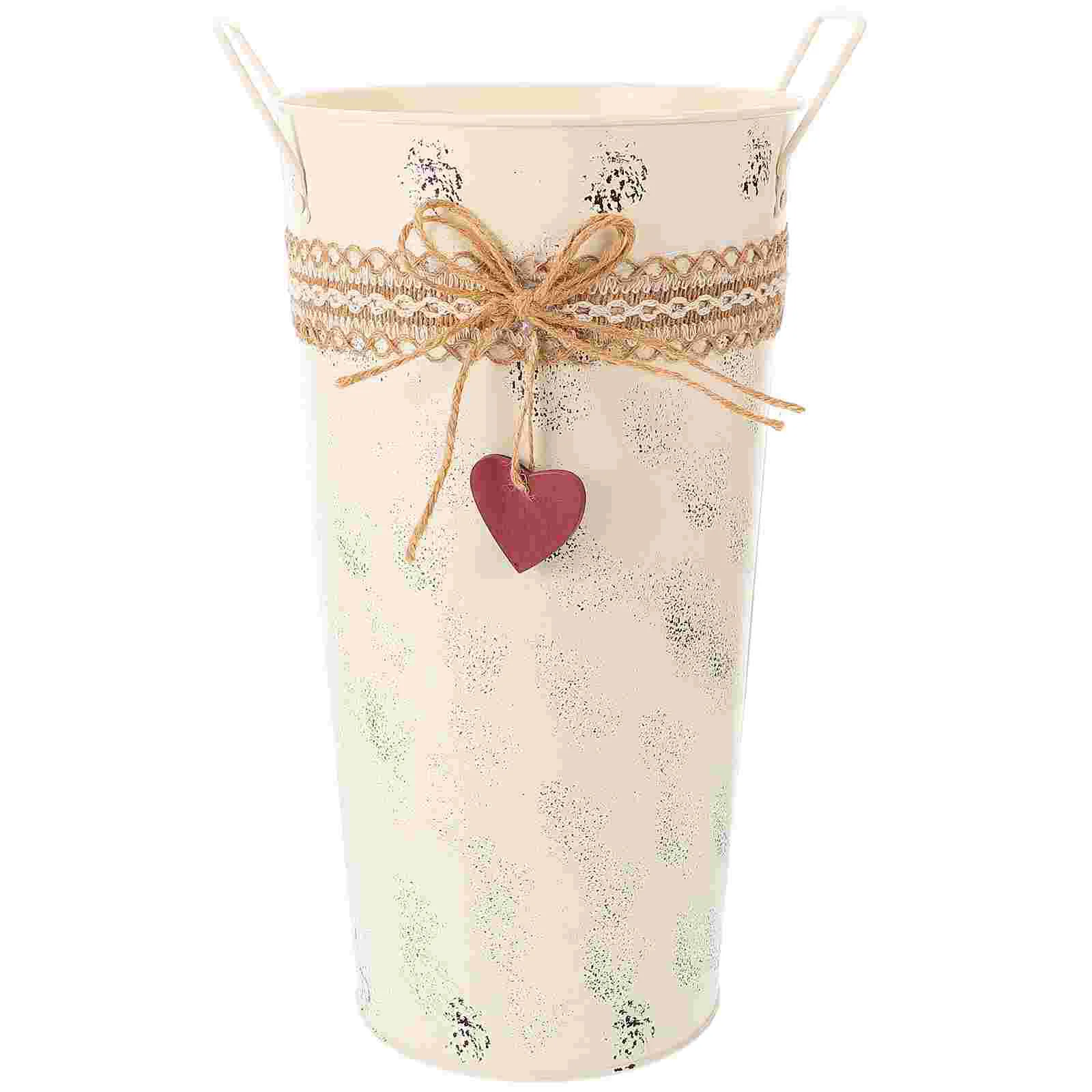 

Tin Flower Bucket Iron Drum Retro Planting Planter Adornment Pots Water Pitcher