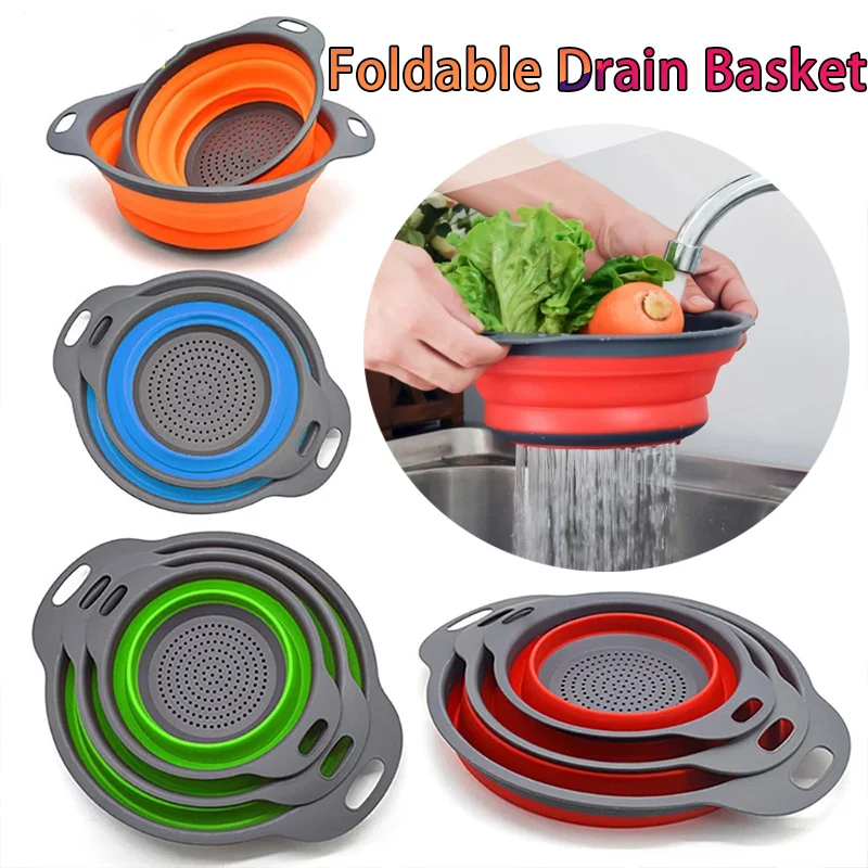Foldable Strainer Fruit Vegetable Washing Basket Colander Dish Drainer