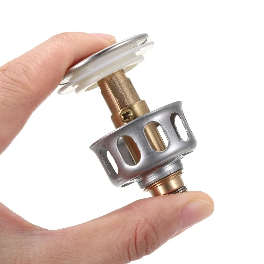 세면대 배수구 범용 금속 필터 밸브 팝업 배수구 배수 스토퍼 욕조 스트레이너 플러그 머리카락 거름망 욕실 액세서리