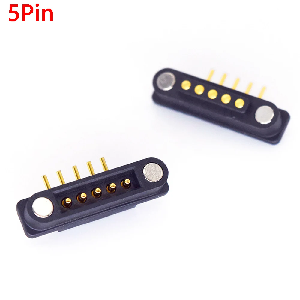 1Pair 5Pin 2A 5V Male Female Waterproof Magnetic Pogo Pin Connector Spacing 2.54mm Spring Loaded DC Signal transmission charging