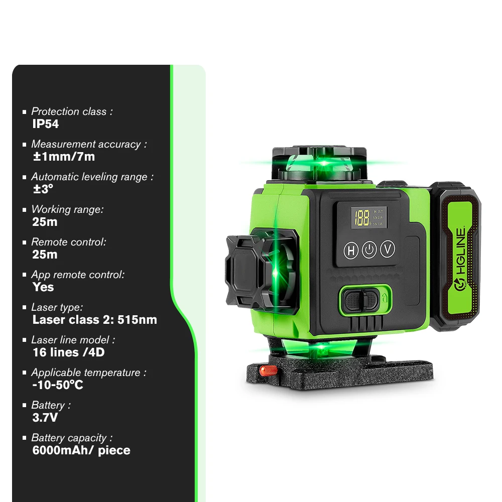 16 Lines Laser Level APP Remote Control Horizontal Vertical Levels Machine Power