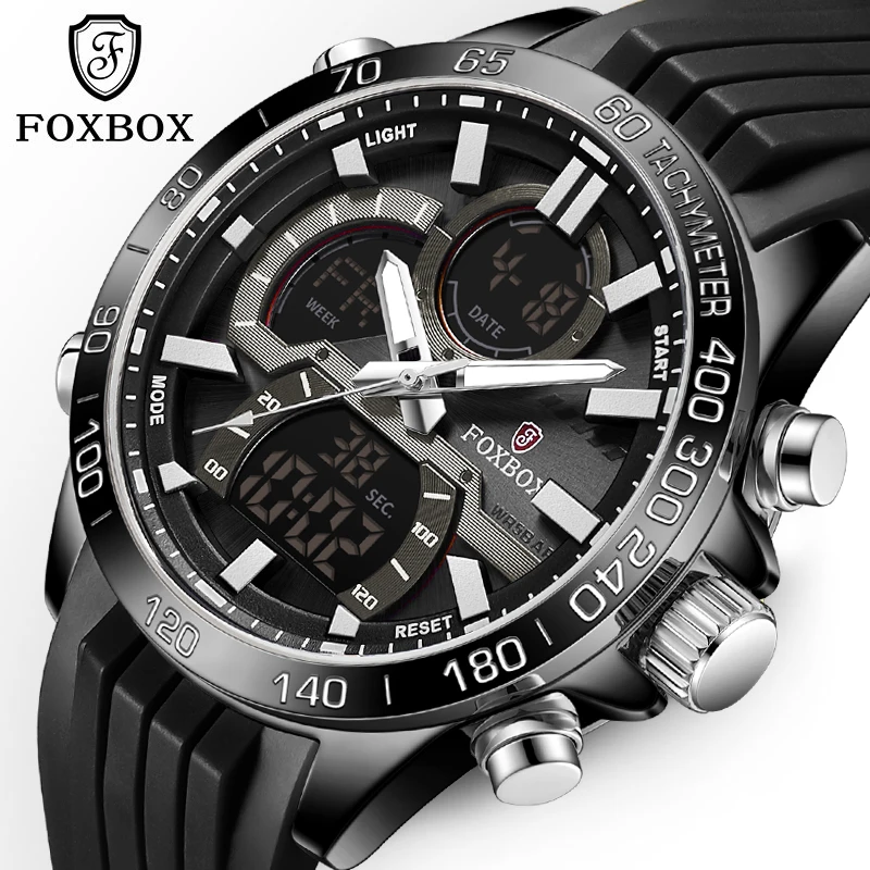 LIGE Luxury Original Men Sports Wrist Watch Big Quartz Steel Waterproof Dual Display Clock Watches Relogio Masculino For Men
