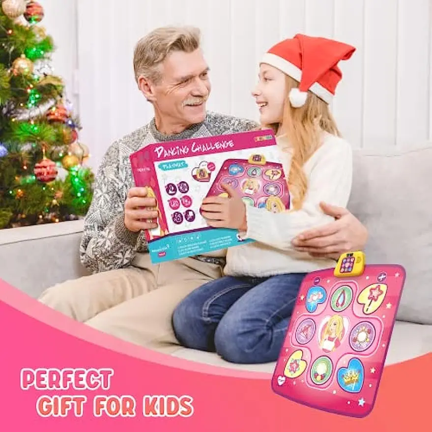 Dance Mat Toys for 3-10 Year Old Girls 5 Game Modes Including 3 Challenge Levels Adjustable Volume Dance Pad with LED Lights