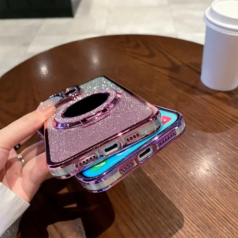 Luxurious Mirror Glitter Ring Holder Phone Case - Soft Cover with Premium Design