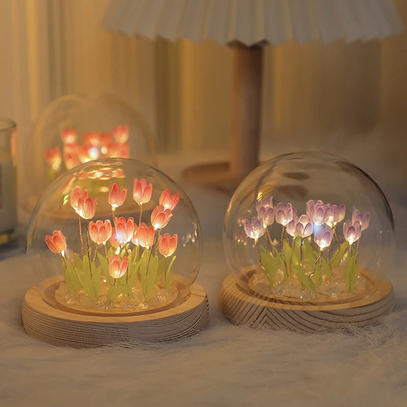 

Tulip Night Lights LED Night Lamp Artificial Flower Valentine's Day Gift DIY Material Bedroom Home Decoration Desktop Ornament