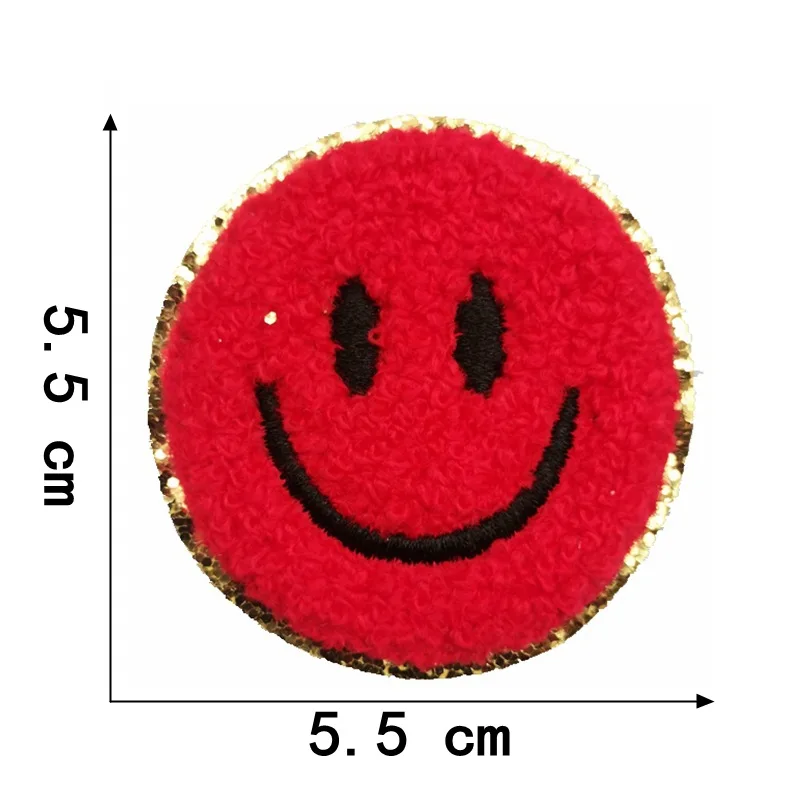 1Pcs Round Expression Smiley Face Patch Clothes Iron on Embroidered Sew Applique Cute Fabric Badge Garment Apparel Accessories 
