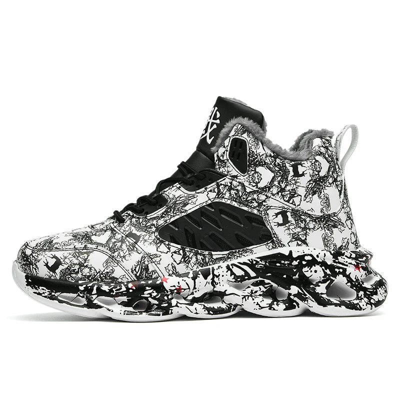 

Кроссовки мужские на шнуровке, хлопок, граффити, повседневная спортивная обувь, ажурная Уличная обувь на платформе