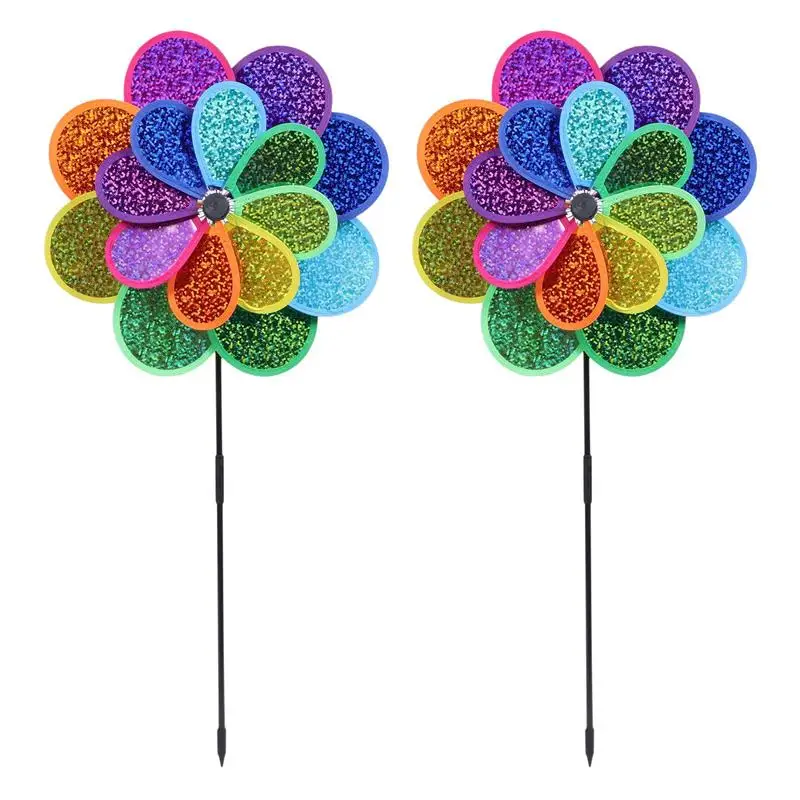 

2 Sets Sunflower Wind Stake Floor Decoration Party Pinwheels Garden Windmill Stake Garden Pinwheels Spinners Garden Stake