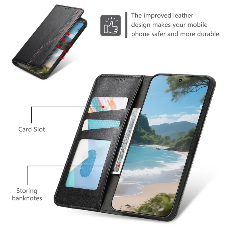 Magnetic Leather Wallet Card Phone Case with Stylish Design