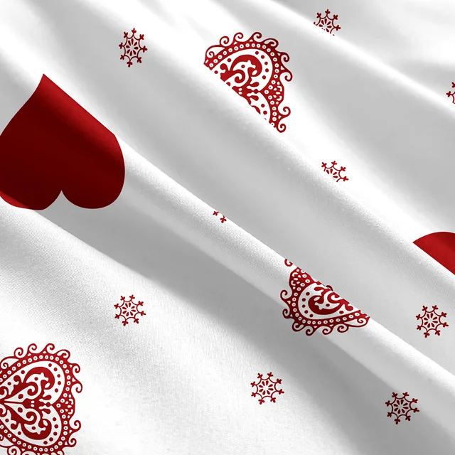 Set di 3 federe con baldacchino per letto con stampa a forma di cuore di San Valentino, tema d'amore romantico, lenzuolo con angoli con design a cuore rosso, adatto per ragazze 6