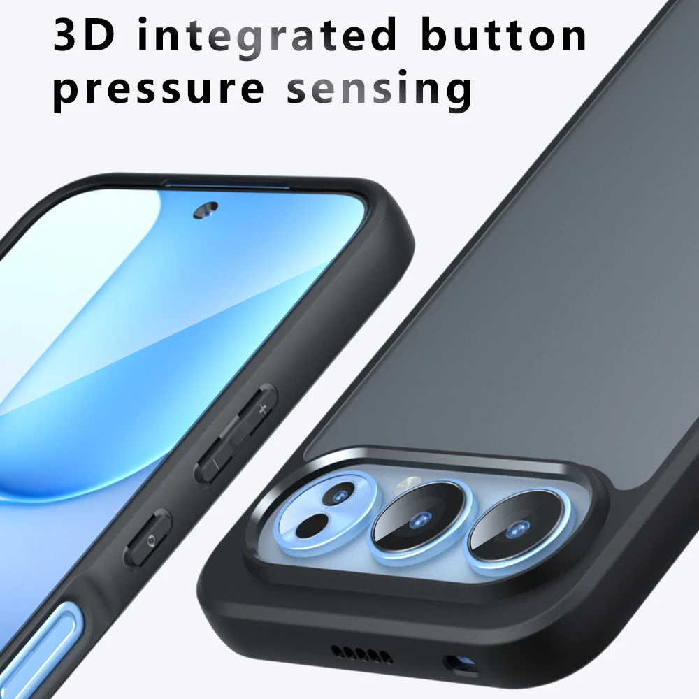 Translucent Matte Shockproof Phone Case - Anti-Knock PC Back Cover